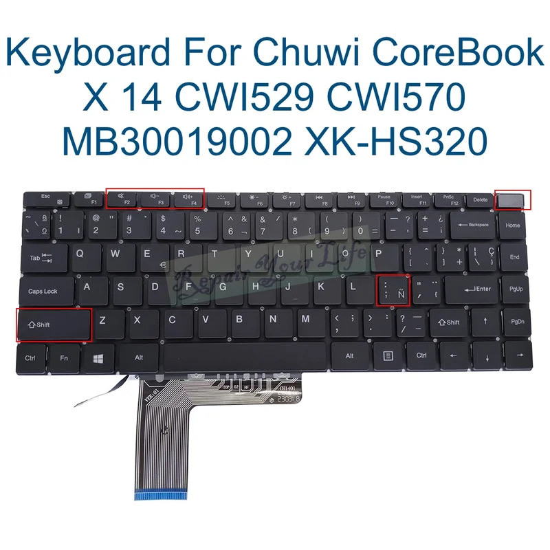 FZUS รัสเซียสเปน Backlit คีย์บอร์ดสําหรับ Chuwi CoreBook X CWI529 CWI570 CW1529 MB30019002 XK-HS320 