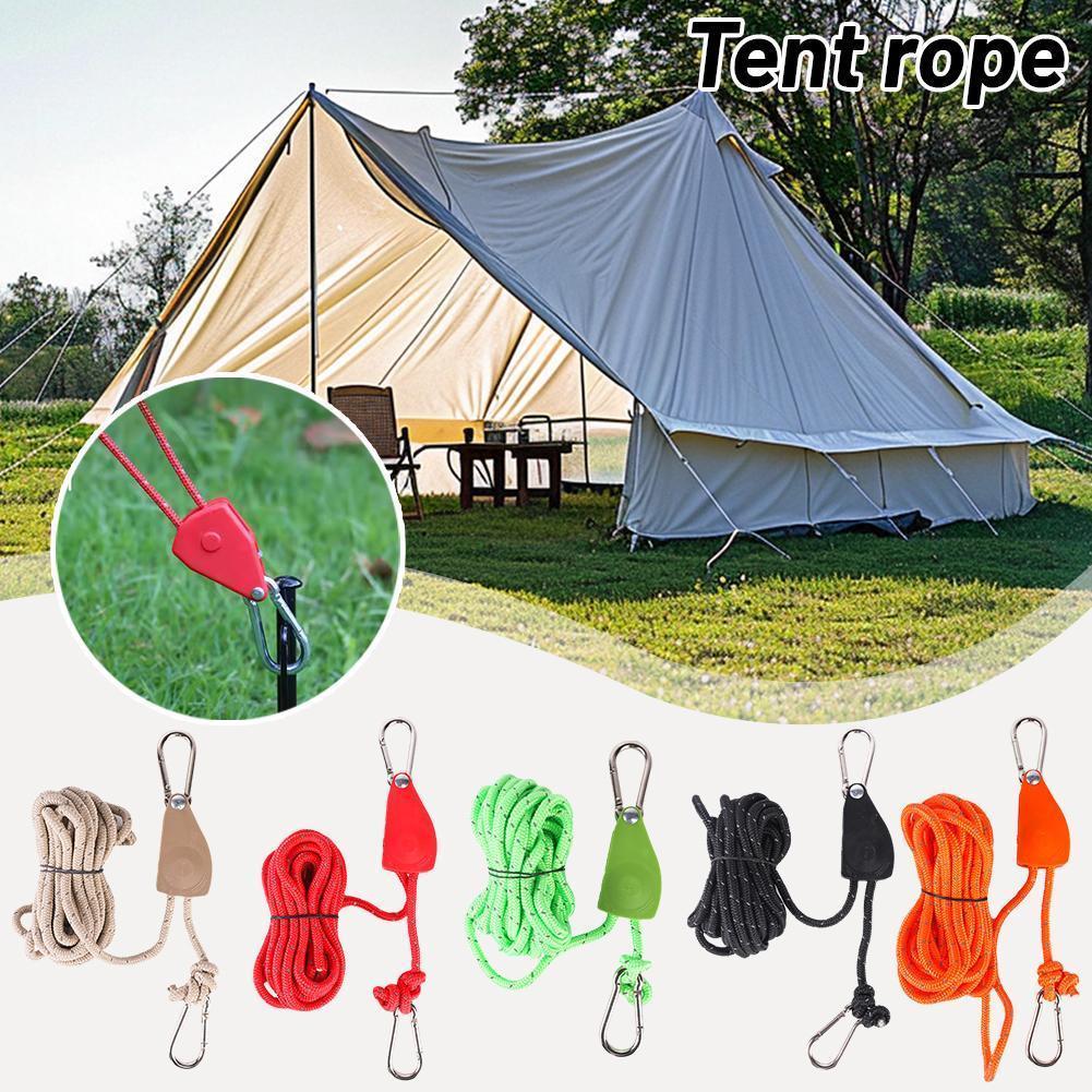 4m Pulley Camping เชือกปรับ Reflecitive Paracord เชือก Flysheet Tarp เต็นท์กลางแจ้ง Camp K7u9