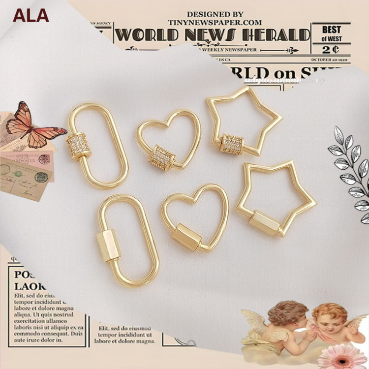💖ALA เครื่องประดับ DIY💖14Kทองสีรูปไข่พีชหัวใจห้าแฉกดาว CZ ข้อต่อจี้DIYการเชื่อมต่อโซ่【จี้-3】
