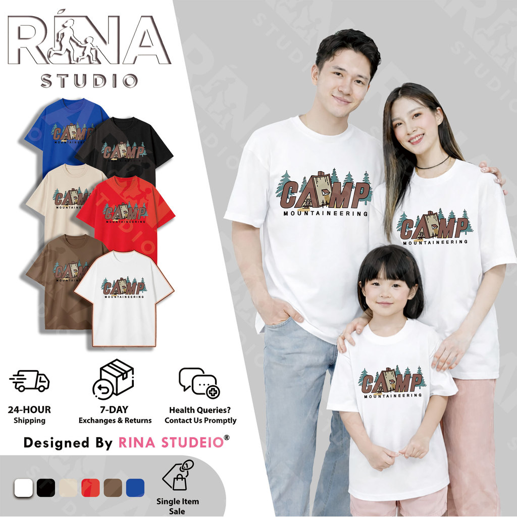 พร้อมส่ง&COD RINASTUDIO เสื้อครอบครัว เสื้อยืดแขนสั้น คอกลม ผ้าฝ้ายแท้ ลายกลางแจ้ง เหมาะสำหรับผู้ใหญ่และเด็ก A429#1
