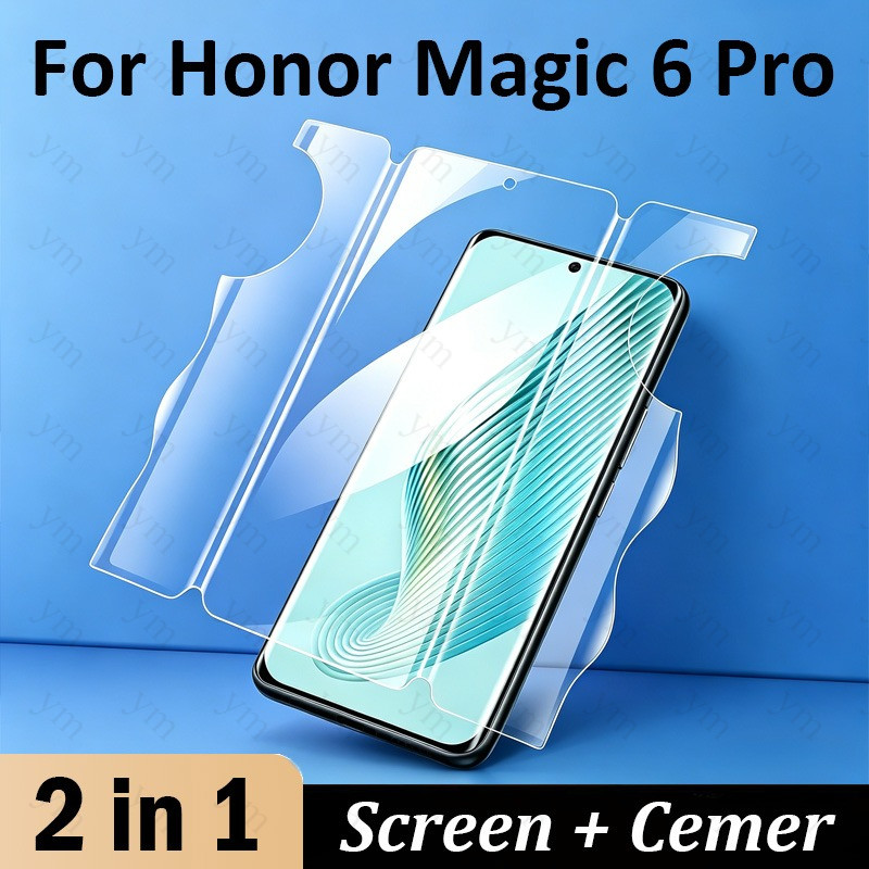 2 in 1 Honor Magic 6 Pro Soft Hydrogel ป้องกันหน้าจอสําหรับ Honor Magic 8 7 6 X9A X9B X9C 90 200 Pro 4G 5Gกล้องเลนส์ฟิล์ม
