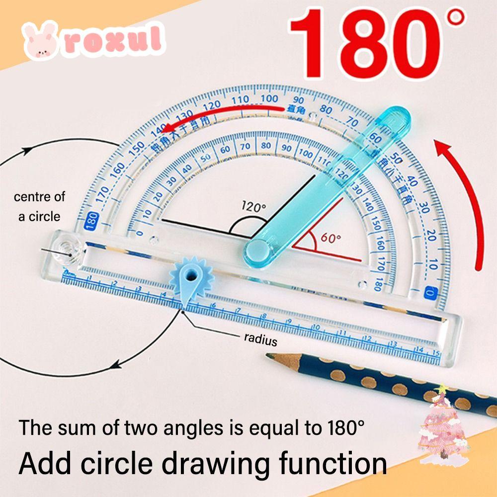 ROXUL กิจกรรมไม้บรรทัดวัดมุม,วาดวงกลมเครื่องมือ Multi-Function Bevel ไม้โปรแทรกเตอร์,คุณภาพสูงวงกลมพลาสติก/มุมเครื่องมือวาดภาพโรงเรียน Office