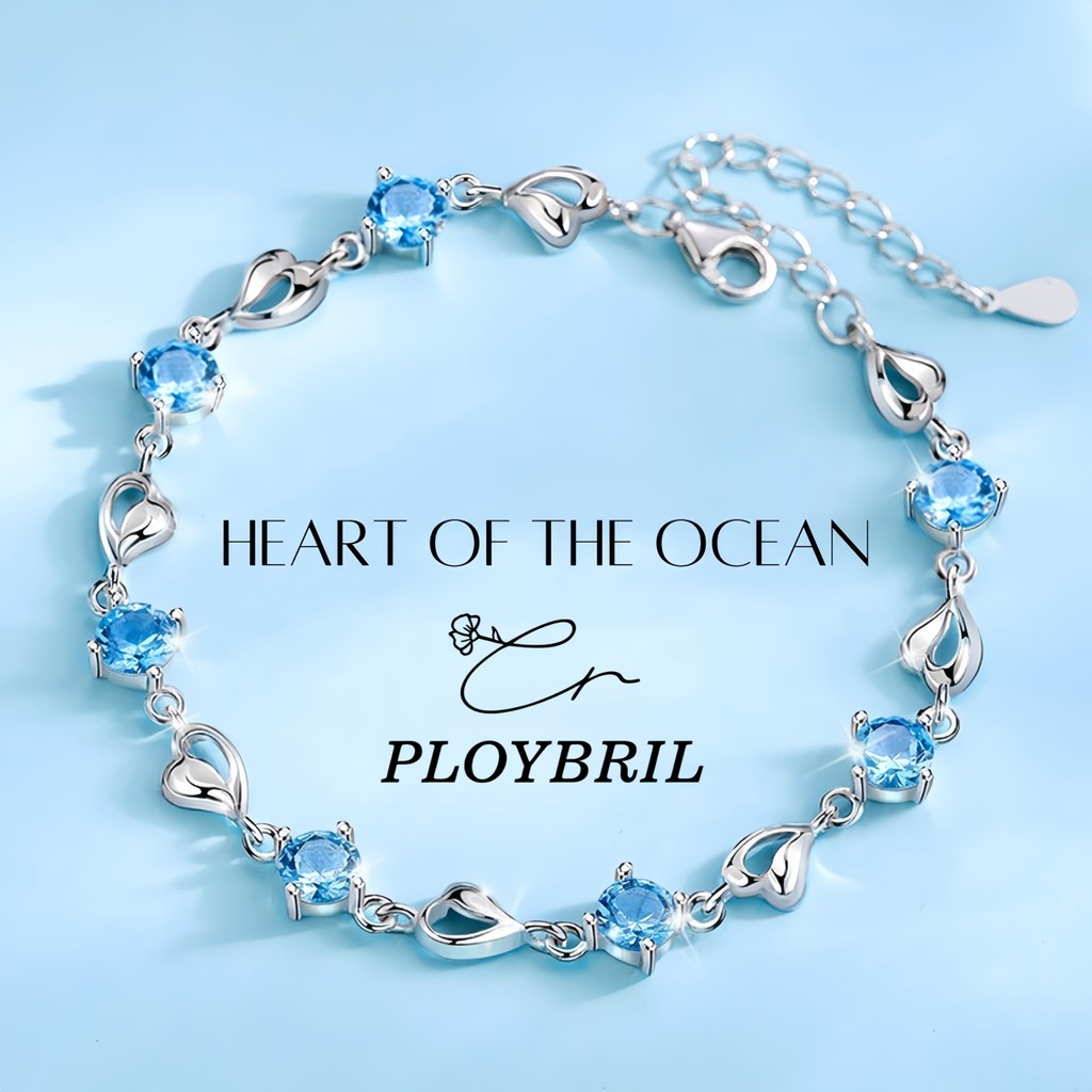 PLOYBRIL กําไลข้อมือผู้หญิง HEART OF OCEAN สร้อยข้อมือผู้หญิง กําไลข้อมือประดับเพชร กำไลข้อมือเงิน925 S038