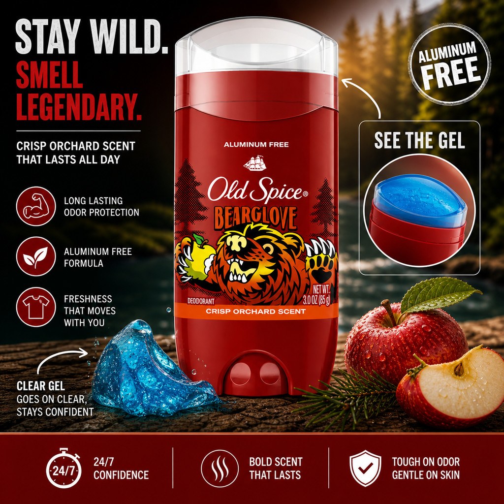 Old Spice Aluminum Free Deodorant for Men, Bearglove 85g.