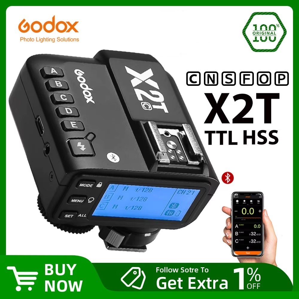 Godox X2T-C X2T-N X2T-S X2T-F X2T-O 2.4G แฟลชทริกเกอร์ไร้สายเครื่องส่งสัญญาณ HSS TTL สําหรับ Canon N