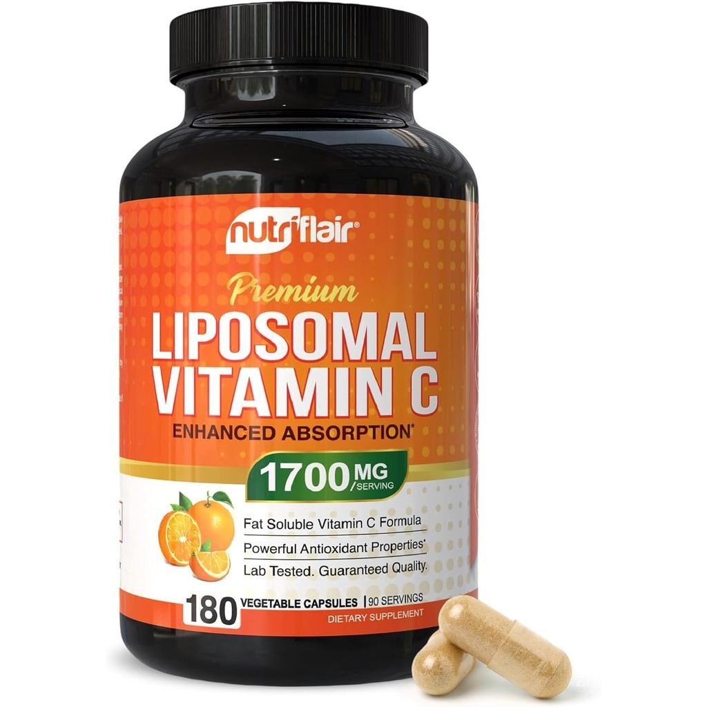 NutriFlair Lipid Vitamin C 1700mg, 180 แคปซูล - อัตราการดูดซึมสูง, วิตามินซีที่ละลายน้ําได้, การใช้เ
