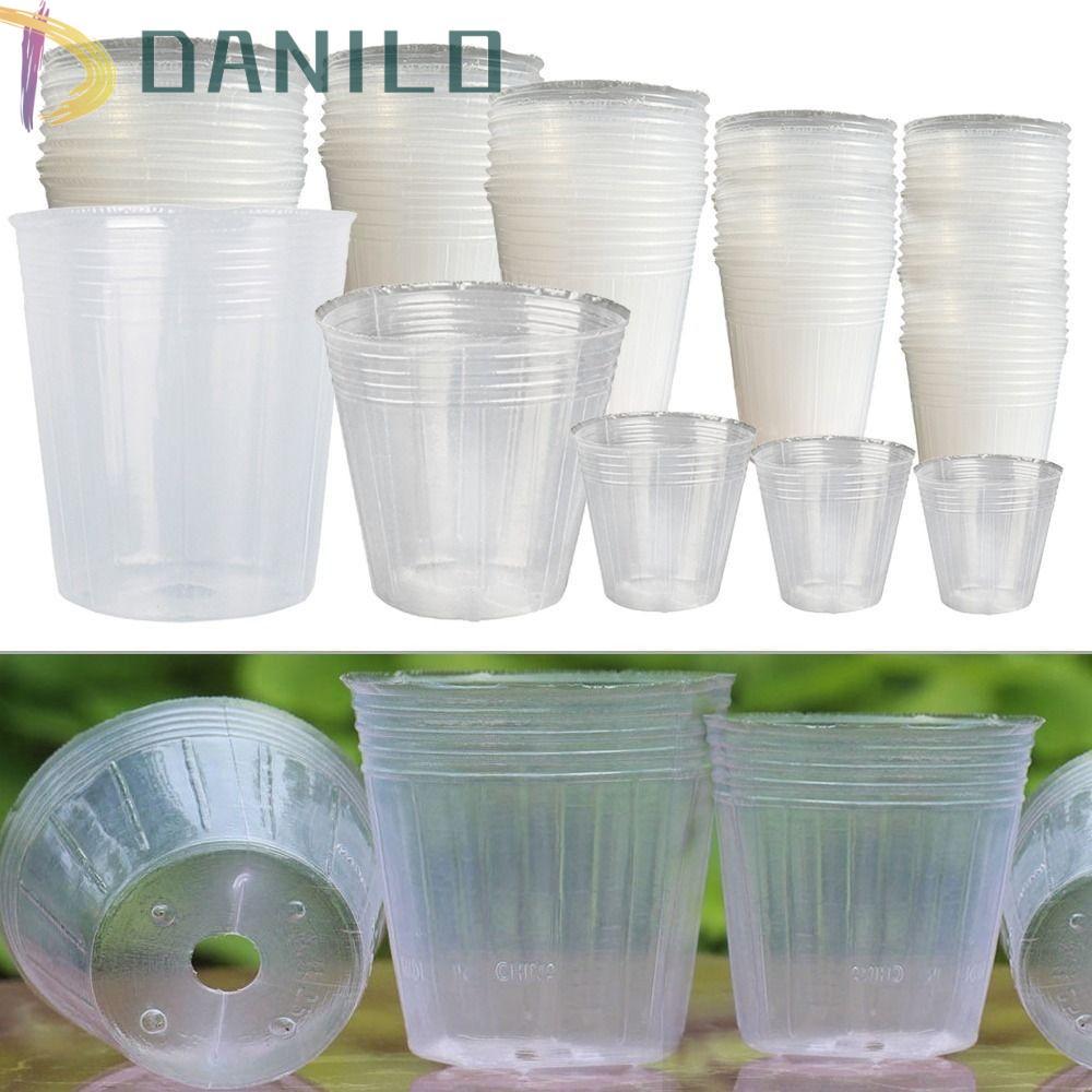 DANILLO Nursery Pots ดอกไม้โปร่งใสขนาดใหญ่ความจุสําหรับสวนผักคอนเทนเนอร์ถ้วยปลูก