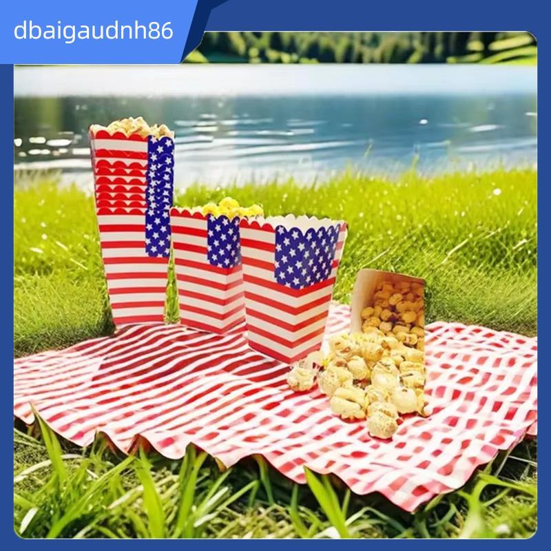 READY STOCK24pcs วันประกาศอิสรภาพคุกกี้กระเป๋าCandy Treatกระเป๋าAmerican Flag Star Stripe Buffetถุงข