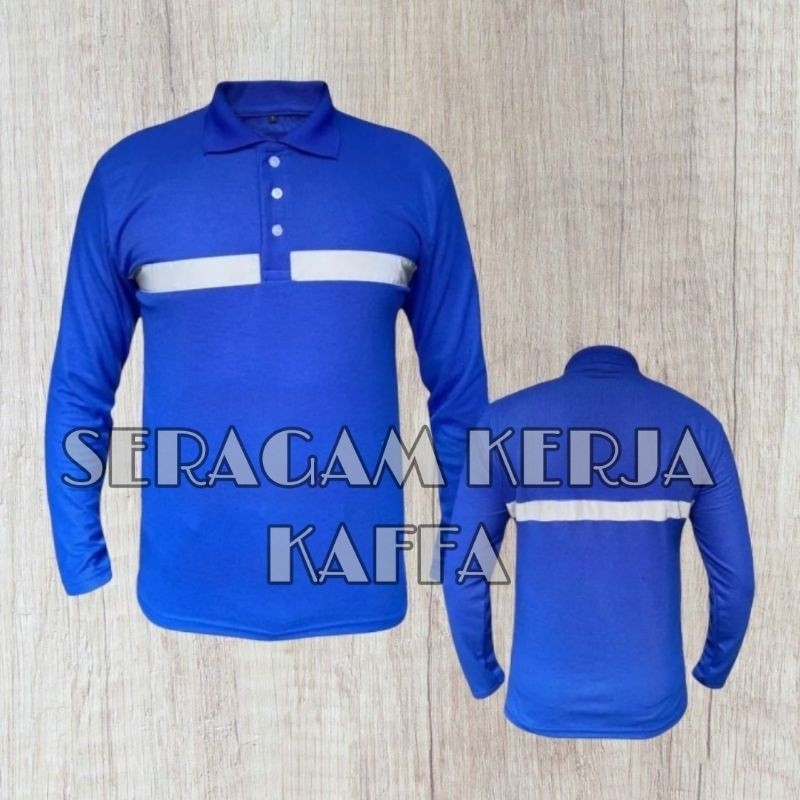 LANCAR BLUE POLO Shirt BCA เสื้อการประชุมเชิงปฏิบัติการความปลอดภัยคอปกยาว บริษัท/เสื้อโรงงาน เสื้อคว