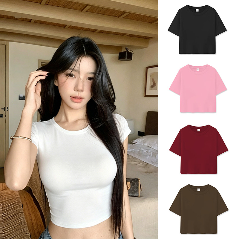 พร้อมส่ง ReinaQueen เสื้อครอปทีเชิร์ตผ้าไมโครไฟเบอร์นำเข้านุ่มยืด เข้ารูปโชว์หุ่น สายหวานใสเซ็กซี่ Y2K สาวตัวเล็กดูสูง ทุกลุคฮิตติดเทรนด์ – โปรปัง