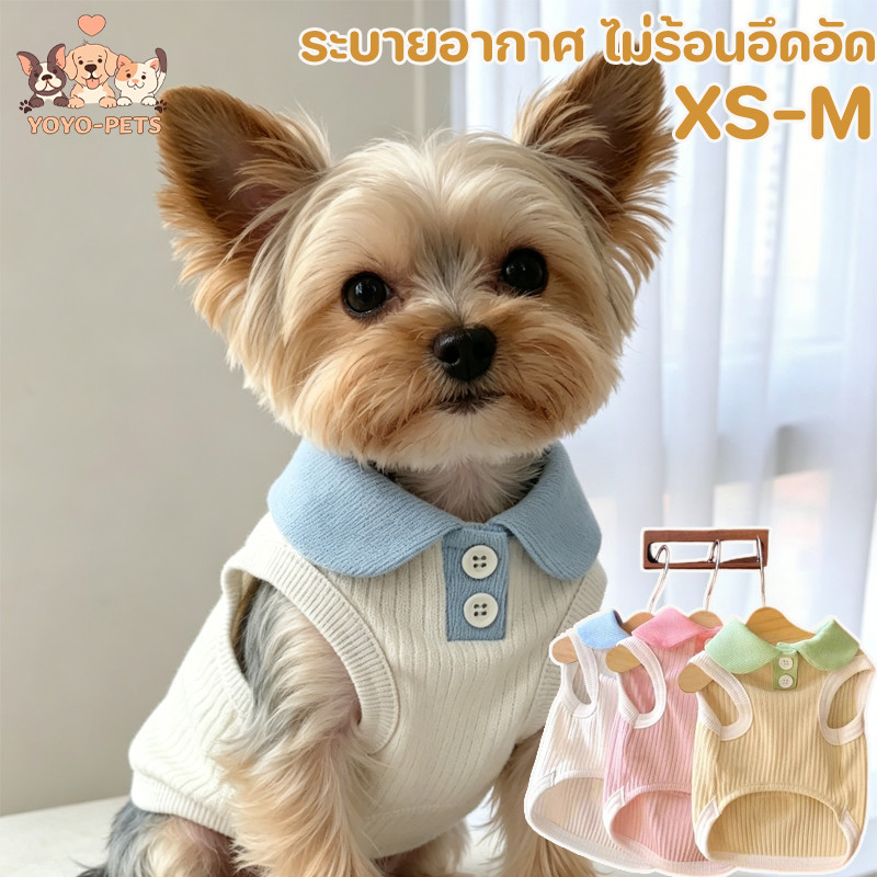 เสื้อผ้าฤดูร้อนลูกสุนัข เสื้อผ้าสัตว์เลี้ยง เสื้อ POLO คิตตี้ สวมใส่ง่าย ถอดง่าย