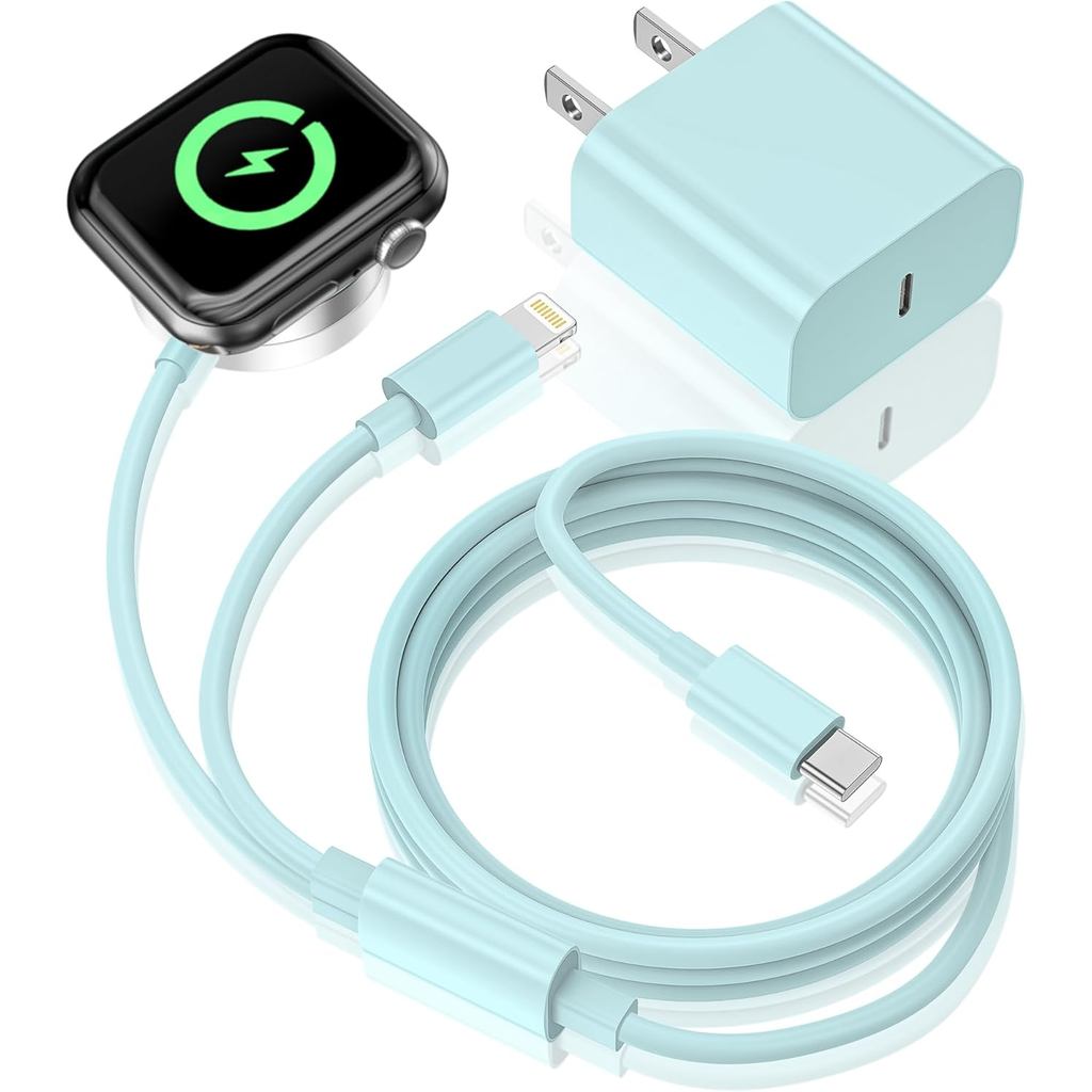 ที่ชาร์จนาฬิกา,อัพเกรด 2-in-1 USB C Fast iWatch Charger [ได้รับการรับรอง MFi] สายชาร์จแม่เหล็ก 6FT พ
