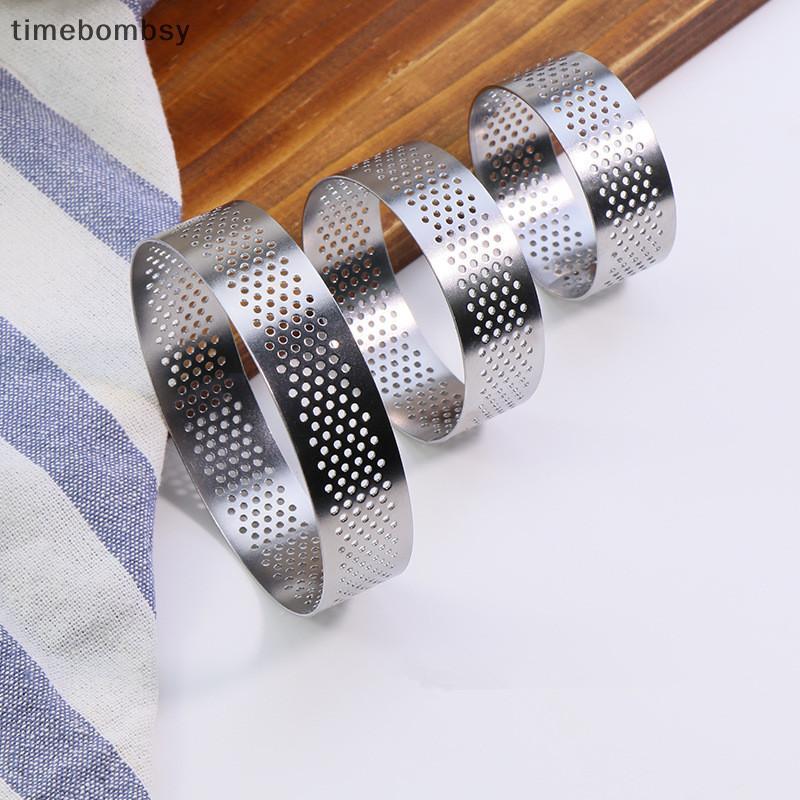 (time) 5/6/7/8/9/10 CM Perforated Tart Rings With Hole Stainless Steel Tart Bottom Tower Fruit Pie Quiches Cake Ring Mousse Baking Mold (TH)