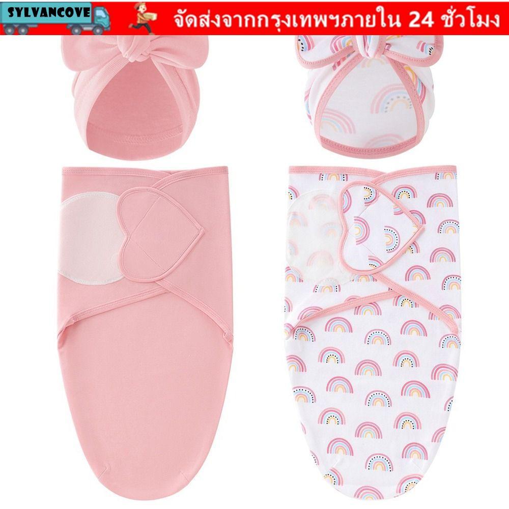 ซิลวี ผ้าห่มห่อตัวเด็ก,ป้องกันการเริ่มต้นพร้อมถุงนอนเด็กปรับได้ชุดหมวก,ผ้าฝ้ายนุ่มการ์ตูนทารกแรกเกิดถุงนอนห่ออุปกรณ์แรก