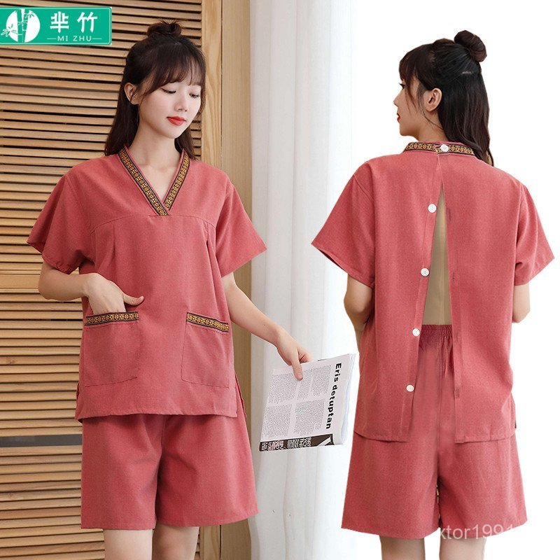 รหัสเสื้อผ้าหูเปิด Gua Sha ขนาดใหญ่สั้นยาว Moxibustion นวดหญิง Yukata Cupping ด้านหน้ากลับ Hemp ชายเ