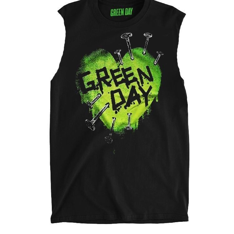 Green Day Green Day Green Day Band Rock เสื้อยืดแขนกุดผู้ชายหลวม Street Punk None