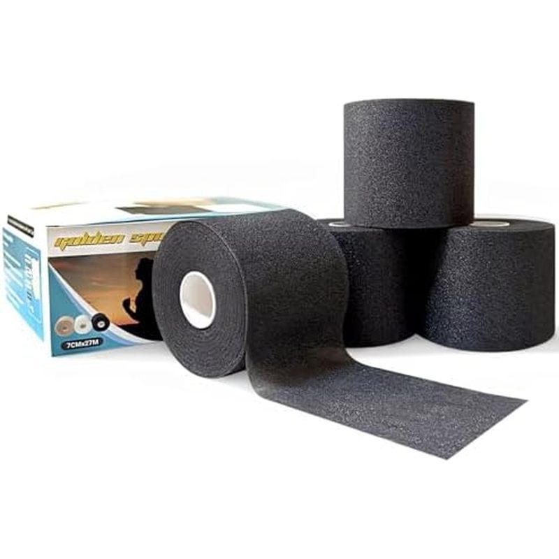 4 Pack Pre Wrap Athletic Tape, Black, 2.76 Inches x 29.5 Yards, Protect for Wrists Ankles and Knees,