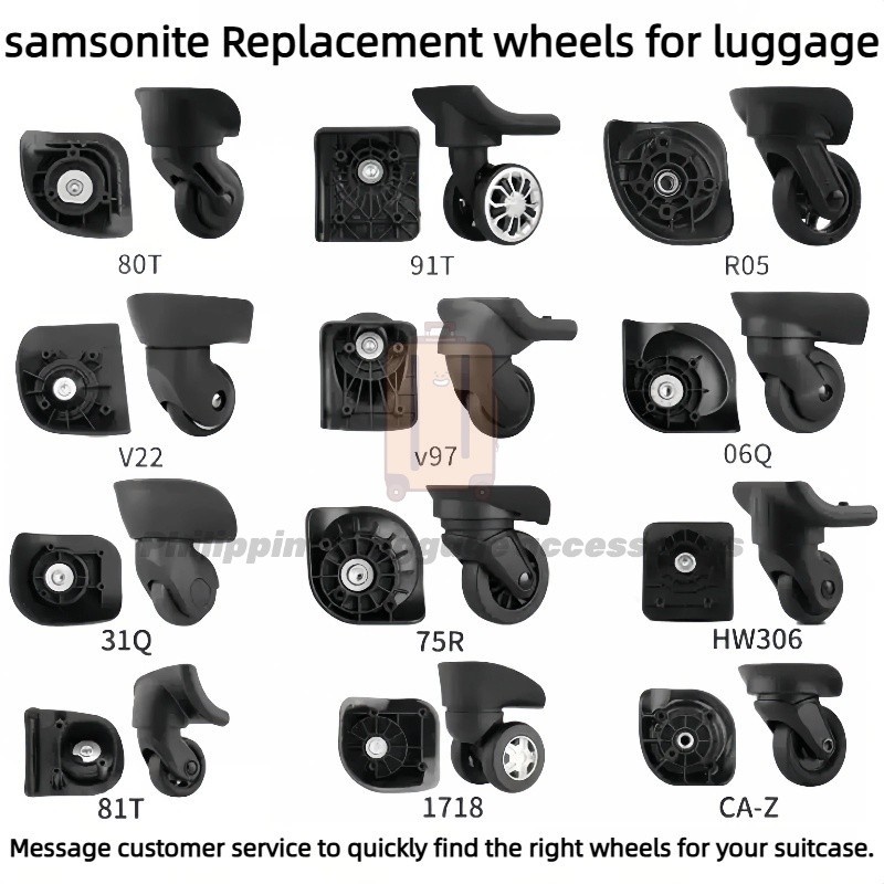 Rzmeng Samsonite เหมาะสําหรับ Samsonite กระเป๋าเดินทางล้ออะไหล่ Mute ทนต่อการสึกหรอรถเข็นซ่อมล้อล้อล้อรถเข็นเปลี่ยนล้อ°สากล ล้อ หนึ่ง ชุด สองชิ้น