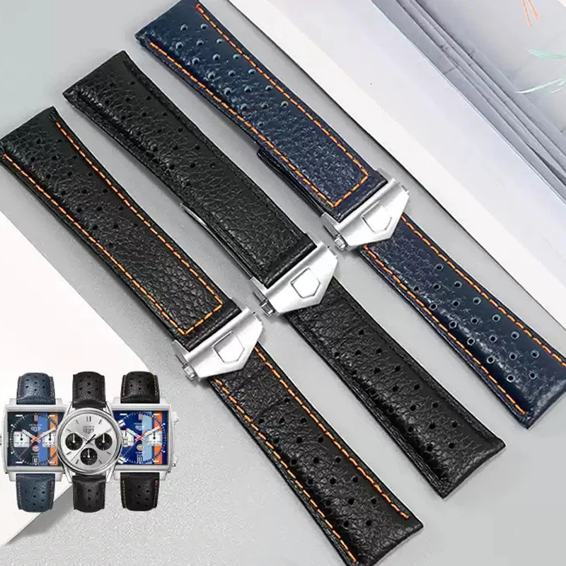 22mm Watch strap For TAG Heuer Monaco Carrara Watchband CAW211M 211P CAW211R 211T breathable Cow Lea