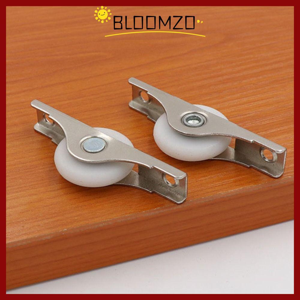 จัดส่งจากประเทศไทยBLOOMZO รอกด้านล่างประตูบานเลื่อน, ลูกกลิ้งประตูบาร์นาเหล็กไนลอน, คนงานล้อประตูเจาะรูเงินสีดําแบบพกพา
