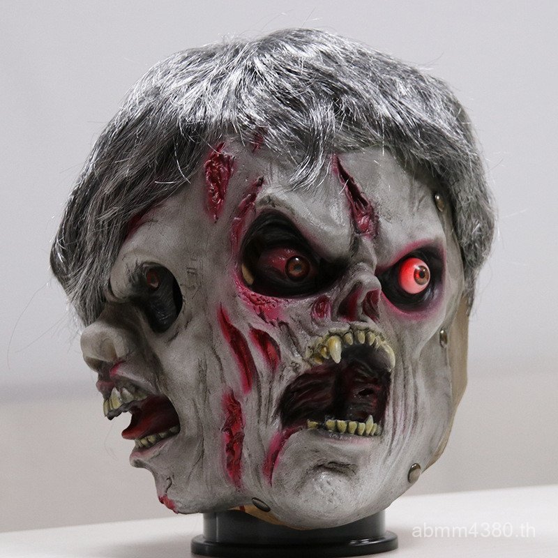 ฉาก Props คอสเพลย์ฮาโลวีนน่ากลัว Full Dress Up หมวกเรืองแสงหน้ากากสยองขวัญตลก Zombie U8H4