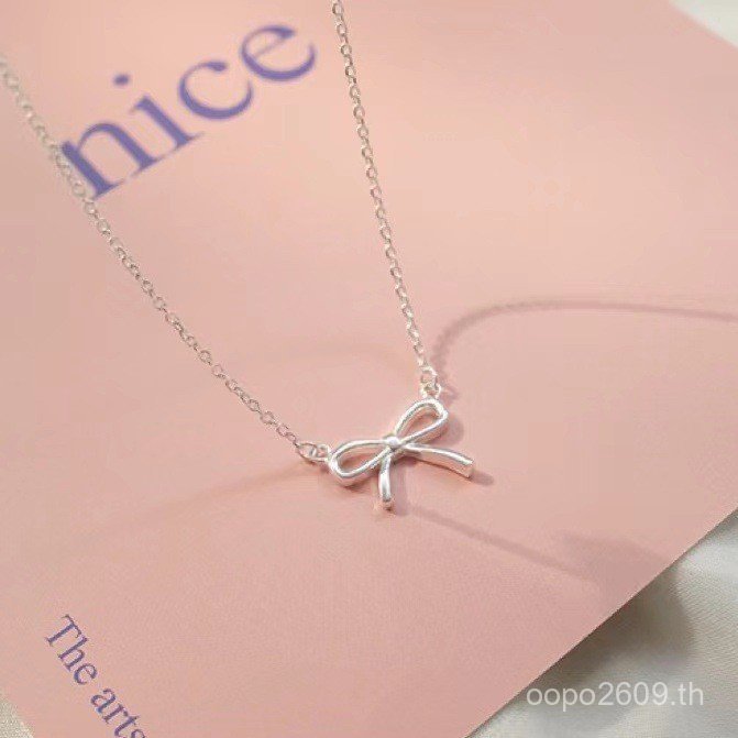 Design Clavicle Niche Bow Knot Feel เงินสเตอร์ลิง Cool s925 จี้สไตล์ High-End จี้หญิงขายส่ง ins สไตล