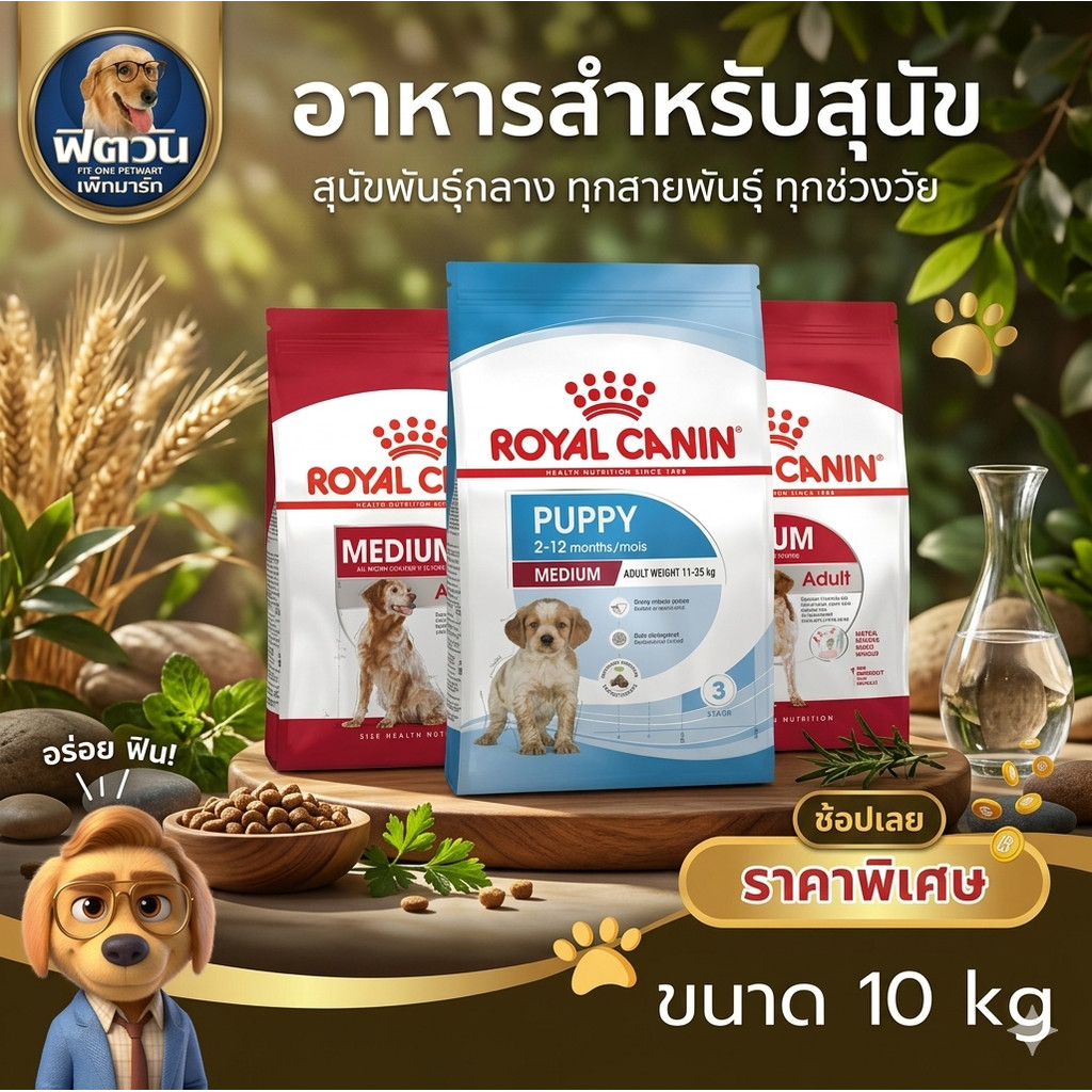 ROYAL CANIN ลูกสุนัข สุนัขอายุ1ปีขึ้นไป พันธ์กลาง พันธ์ใหญ่ (11 25 kg.) 10 กิโลกรัม{อาหารสุนัขเม็ด}