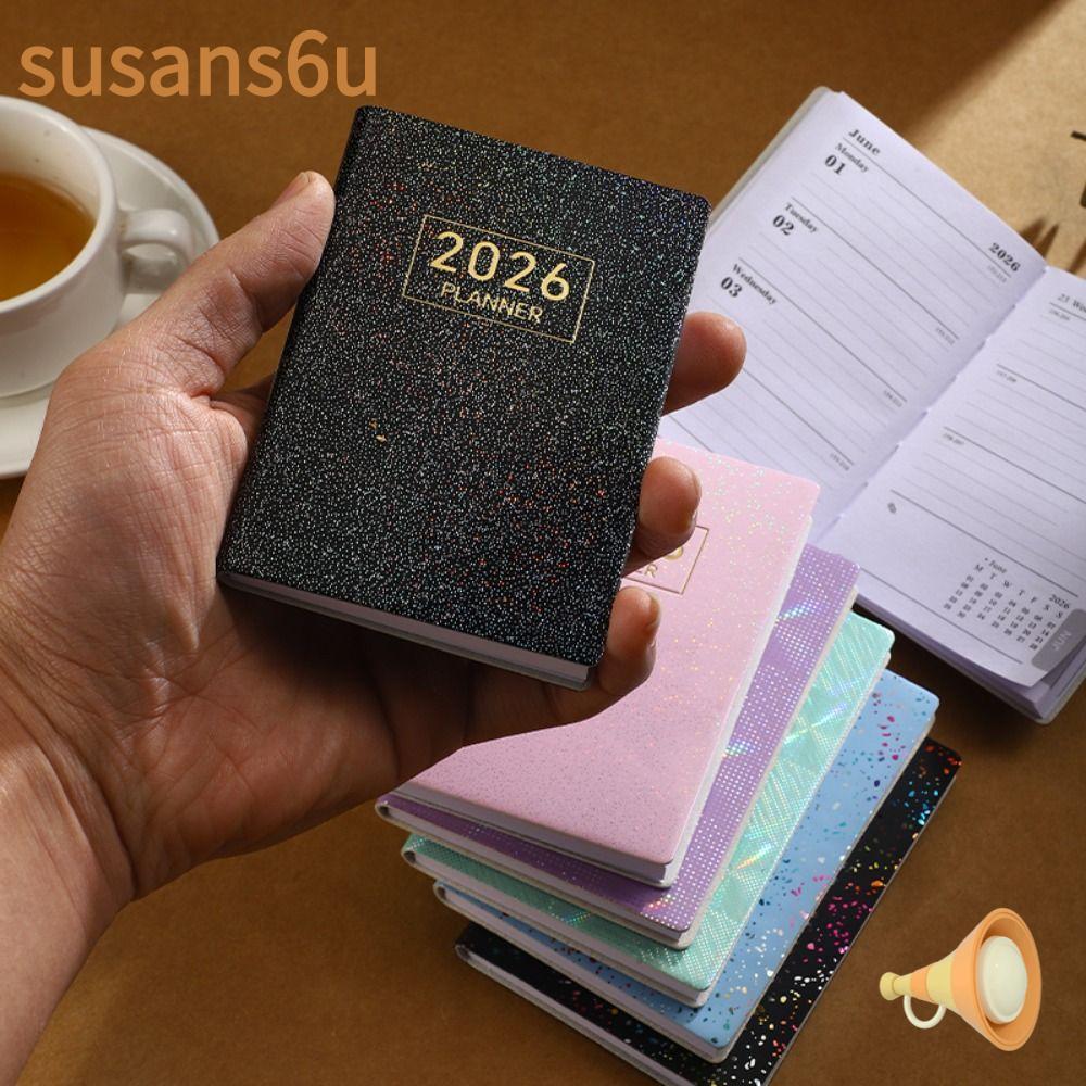หนังสือนัดหมายSUSAN, Pocket A7 2026 Agenda Book, Portable with Calendar To Do List English Notepad S