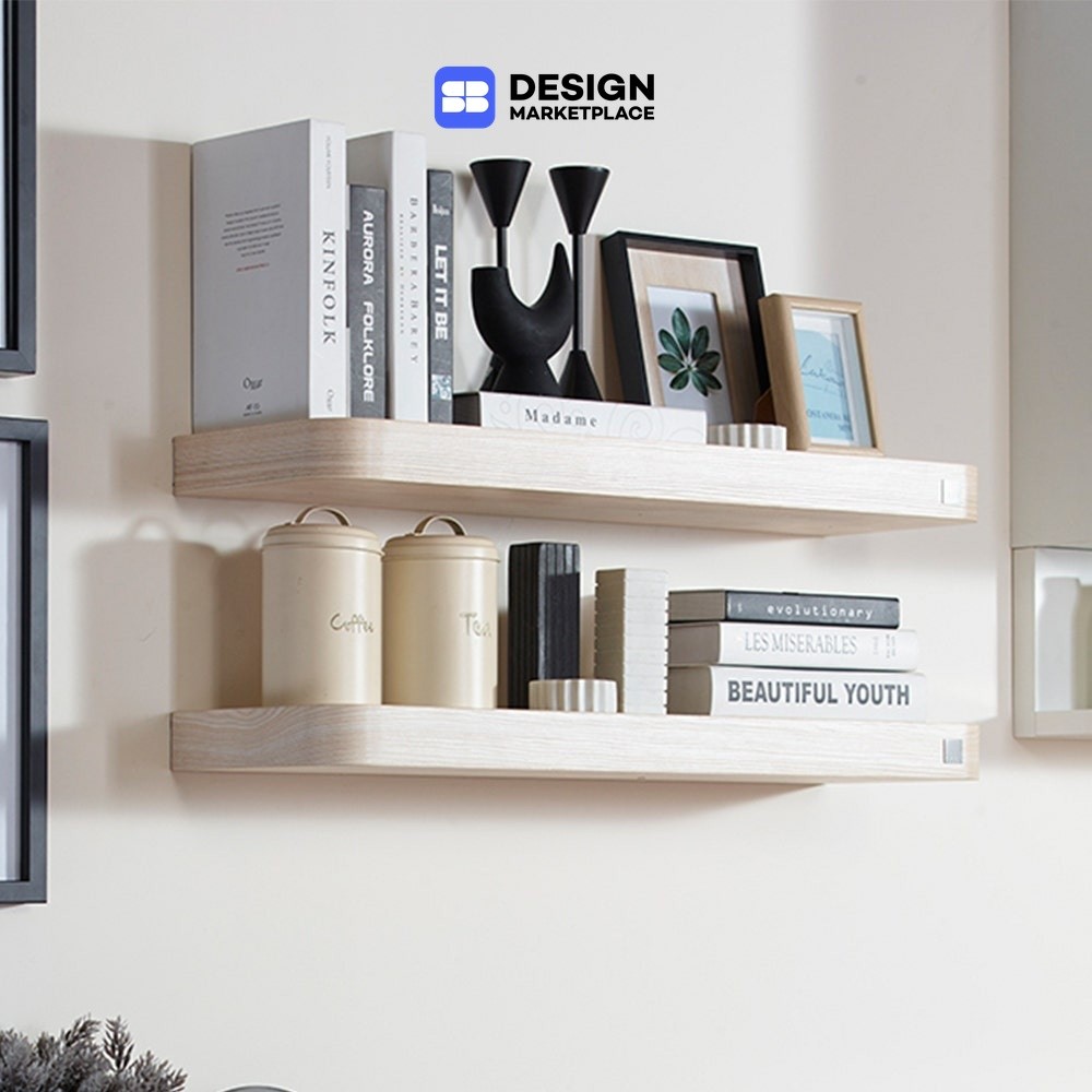 SB Design Square ชั้นแขวน รุ่น Ma Cherie สีไม้อ่อน ขนาด 80 cm (1 ชิ้น) (80x25x5 ซม.)  แบรนด์ ELLE DECOR X SB DESIGN SQUA