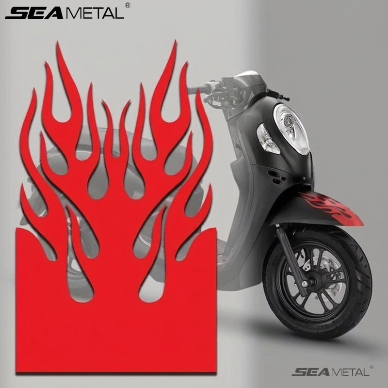 SEAMETAL สติกเกอร์ลายไฟ แต่งรถมอเตอร์ไซค์ สีสดใส ติดที่กันโคลงได้ กันรอยขีดข่วน กันน้ํา