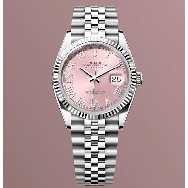 ROLEX-ROLEX Log 36 มม.สีชมพูผู้ชายผู้หญิงนาฬิกาข้อมือUnisex Noble Diamond Goddessนาฬิกาญี่ปุ่นนําเข้