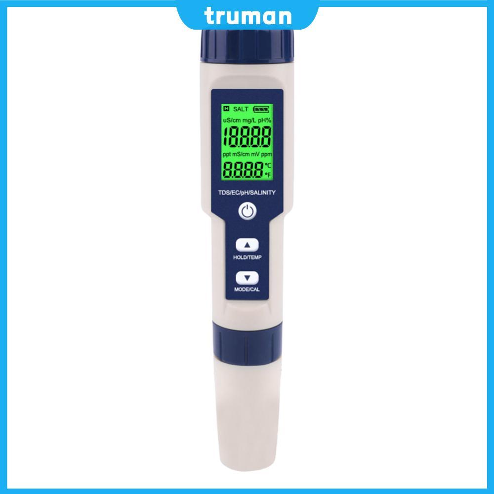 ⚡24ชม.⚡ 5 in 1 Digital TDS/EC/PH/ความเค็ม/อุณหภูมิ PH TDS EC เครื่องวัดอุณหภูมิความเค็ม PH/EC/TDS/คว