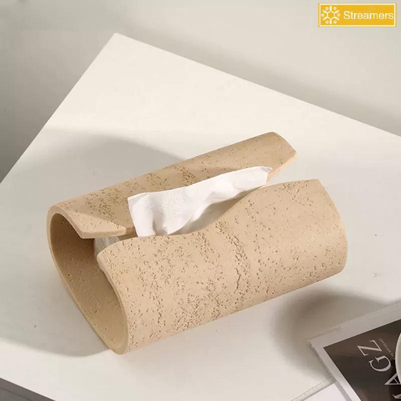 {Streamers} Vintage Cave Stone กล่องกระดาษทิชชูเรซิ่นโต๊ะกาแฟผ้าเช็ดปากกระดาษ Organizer กล่องห้องน้ําห้องนั่งเล่นตกแต่งใหม่