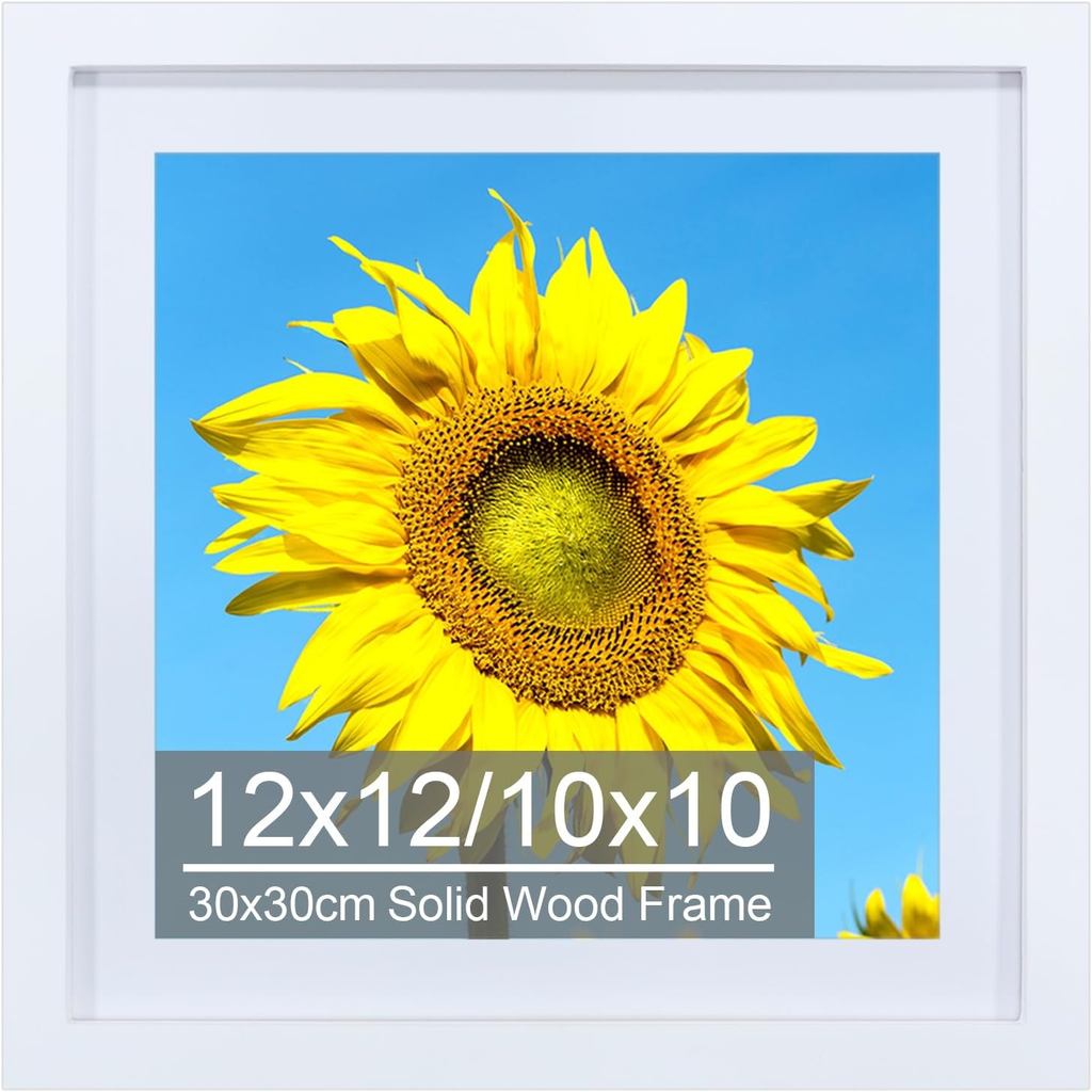 12x12 กรอบรูป Matted ถึง 10x10, กรอบรูปศิลปะเพชรไม้เนื้อแข็ง 30x30 ซม., ภาพแสดง 10 x 10 พร้อมเสื่อหร