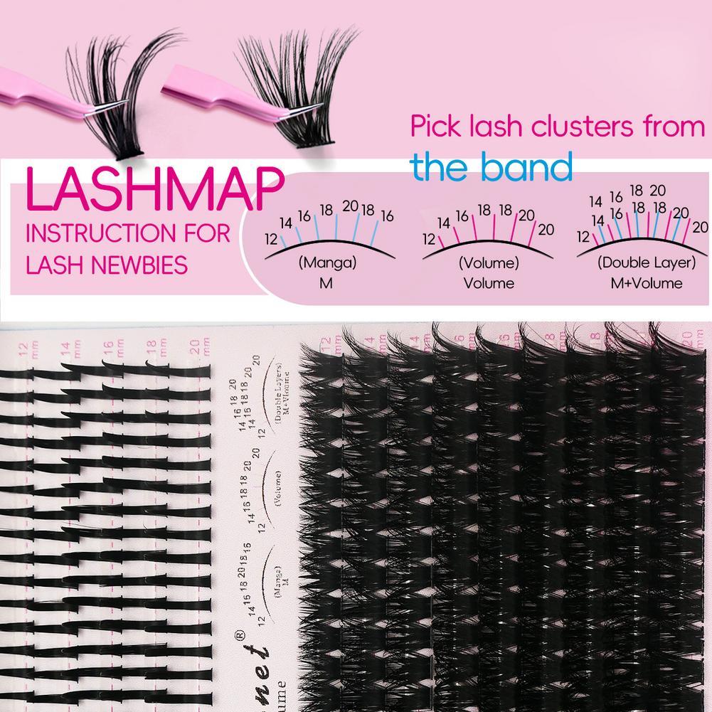 Clustered Eyelashes Voluminous Cat Eye Eyelashes เปียก Lower Manga Lashes Hybrid Eyelash Handmade H3