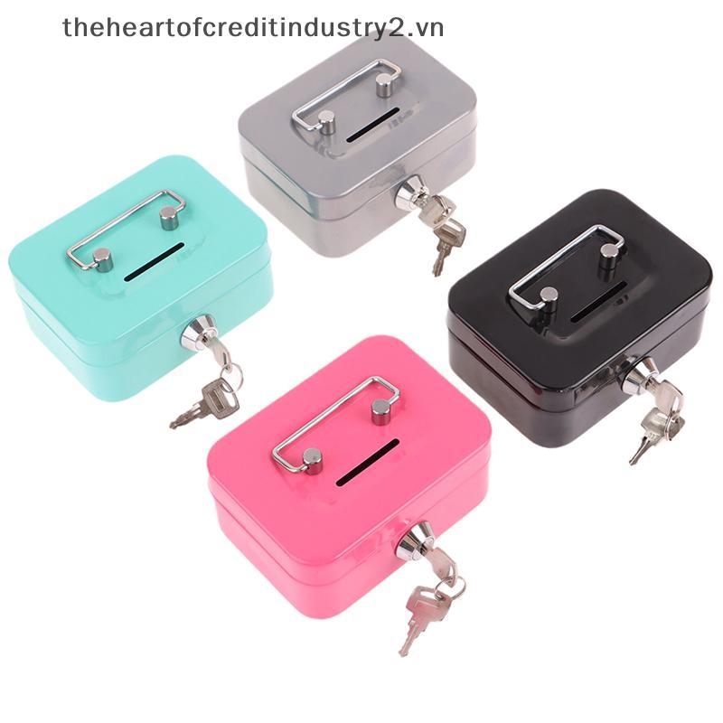 Thehear Money Safe Box Mini Cash Box Metal Key Money Bank Small Security Lo Box Portable Sturdy Loab