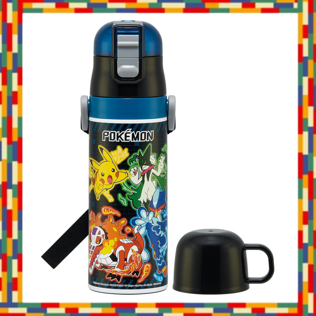 Skater Water Bottle Kids 2-Way Direct Drink 470ml Cup Drink 430ml Pokemon 25 Boys Stainless Steel In