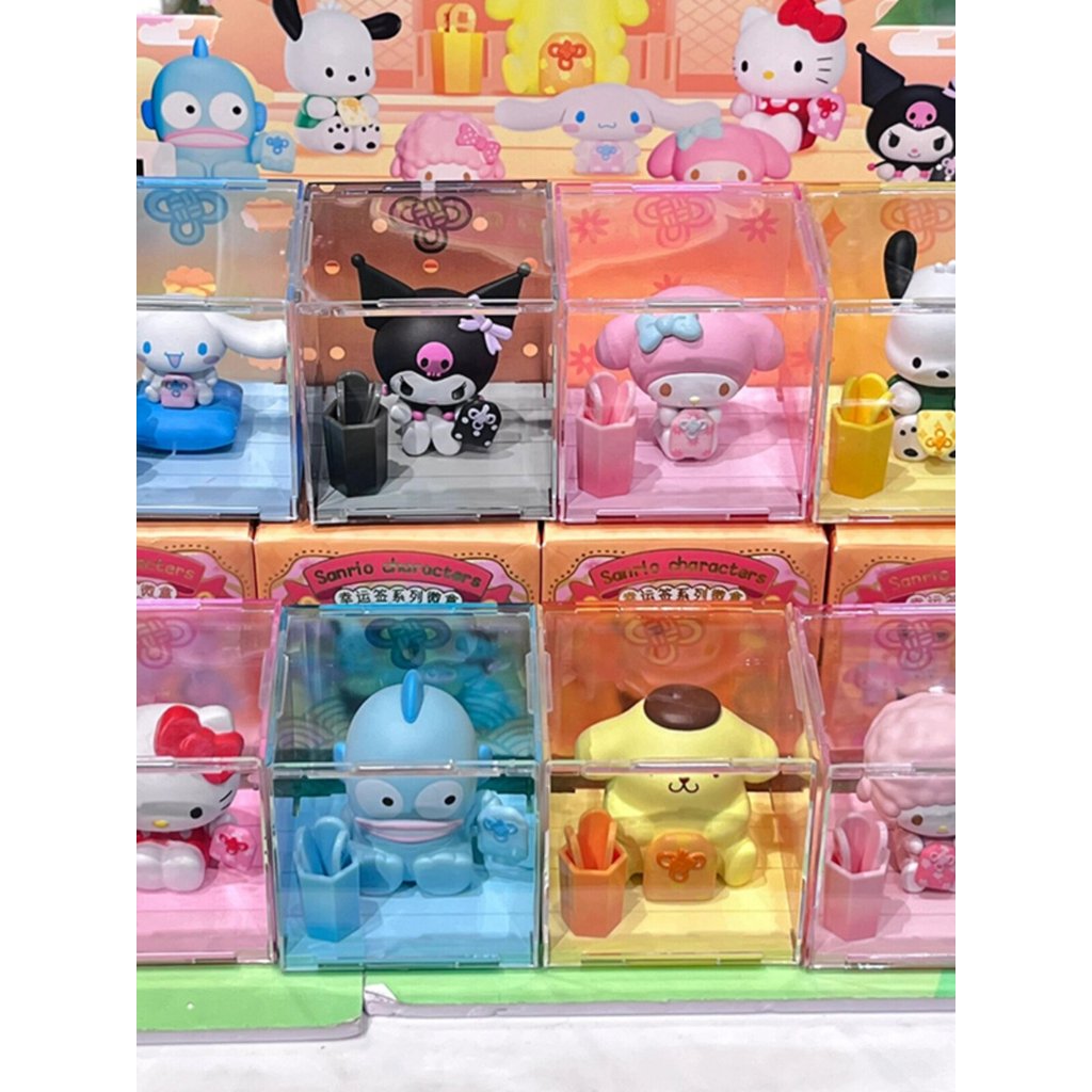 ของแท้ Sanrio Lucky Lottery Series Micro Box Mystery Box รูปอินเทรนด์เล่น Cool Kuromi ตุ๊กตา Pacha ส