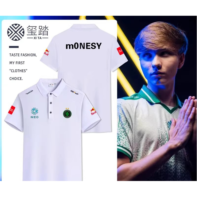 【polo】 เสื้อโปโลFalcons CS2 แบบแขนสั้นพัดลม unisex ดีไซน์ทีม CSGO