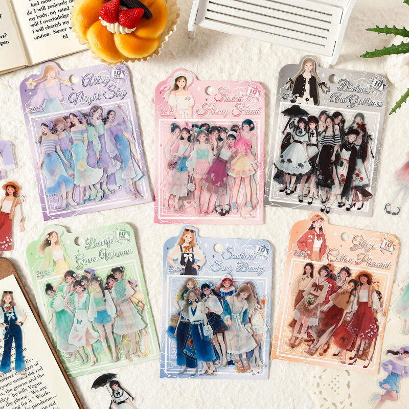 KOWEI 10 ชิ้น [Peninsula Qinghuan Series ] PET Nange Jiaren ตัวอักษรสาว Journaling ฐานสติกเกอร์รูปลอกสําหรับไดอารี่วางแผน