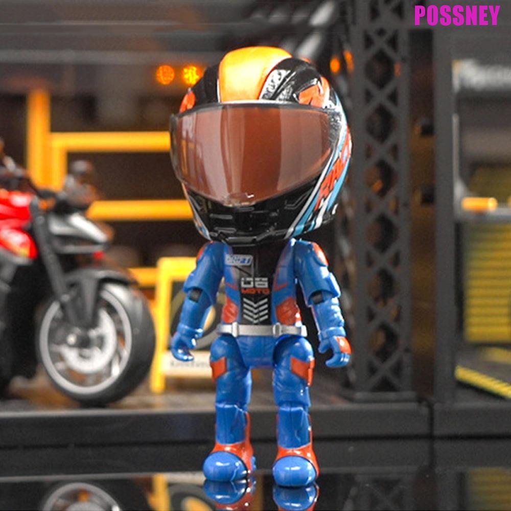 POSSNEY จําลองรถจักรยานยนต์ Rider ตุ๊กตา,หมวกกันน็อคเปลี่ยนรูป Movable Limbs เปลี่ยนรถจักรยานยนต์ของเล่น,คอลเลกชันโลหะผสม Cool ยืดหยุ่น Movable Figurine รุ่น Auto Decor