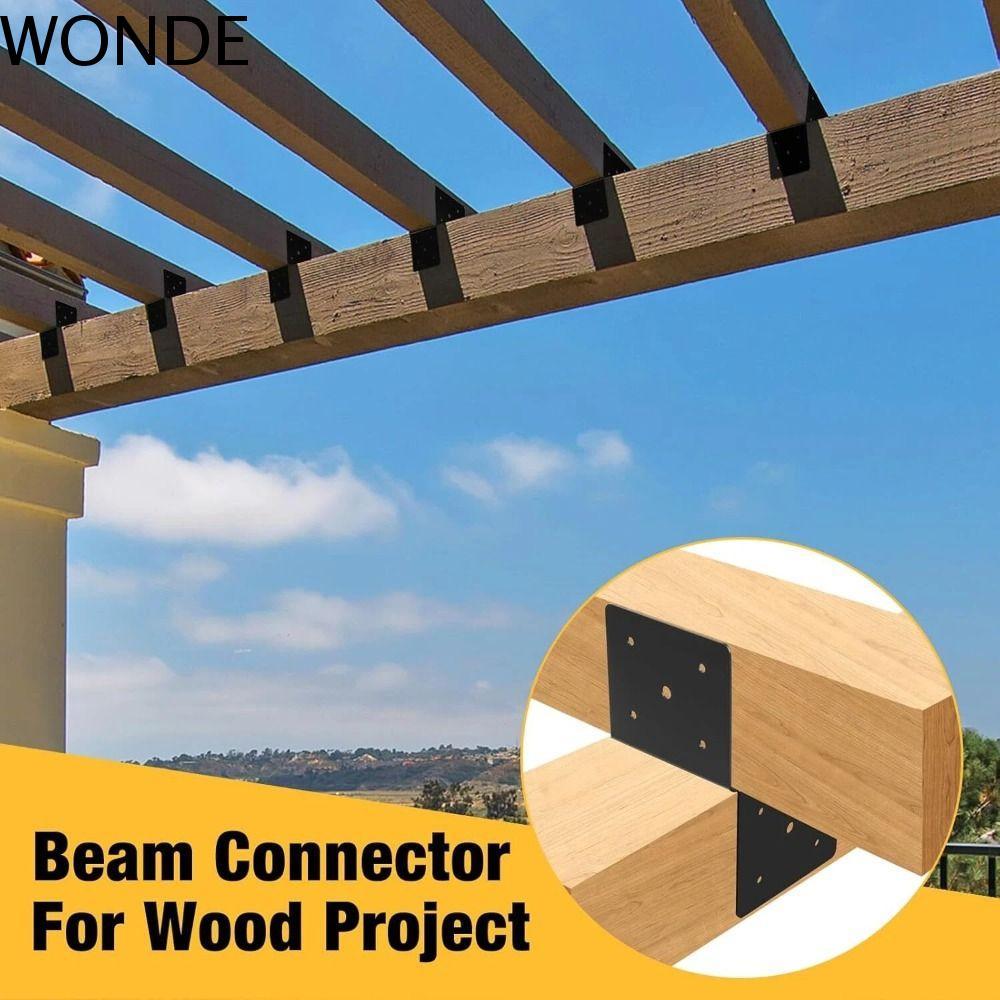 WONDE Pergola Brackets, ชุด Pergola ที่ทนต่อการกัดกร่อนสีดํา, ขั้วต่อโลหะ Heavy Duty วงเล็บปรับได้สน