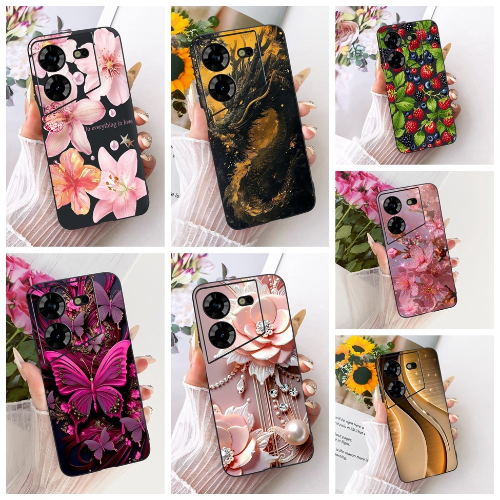 เคสโทรศัพท์ Tecno Pova 5 ฝาครอบแมวน่ารักแฟชั่นผีเสื้อตลกทาสีปลอก Techno Pova 5 LH7n