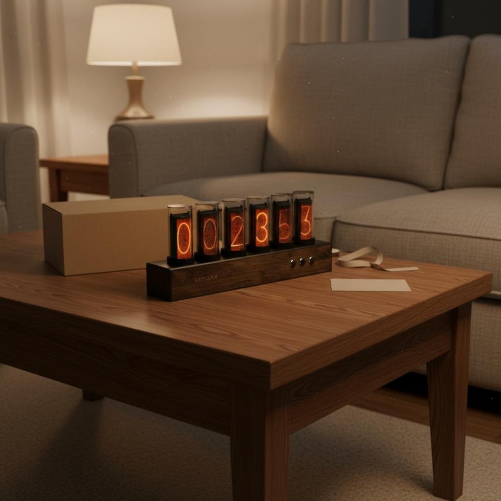 USB Powered Nixie Tube Clock Power-Power-down Memory Home Decor การออกแบบกาวสําหรับสํานักงาน, ห้องเก