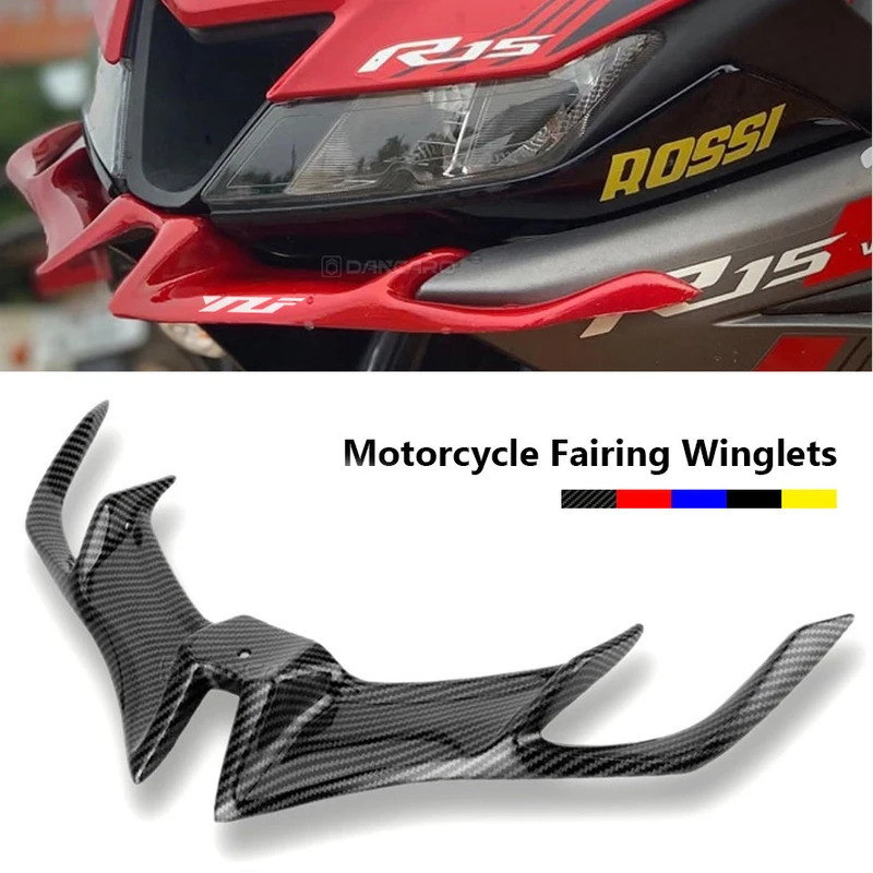 รถจักรยานยนต์ด้านหน้า Fairing ABS Aerodynamic Winglets โลโก้ Lower Protection Guard สําหรับ YAMAHA Y