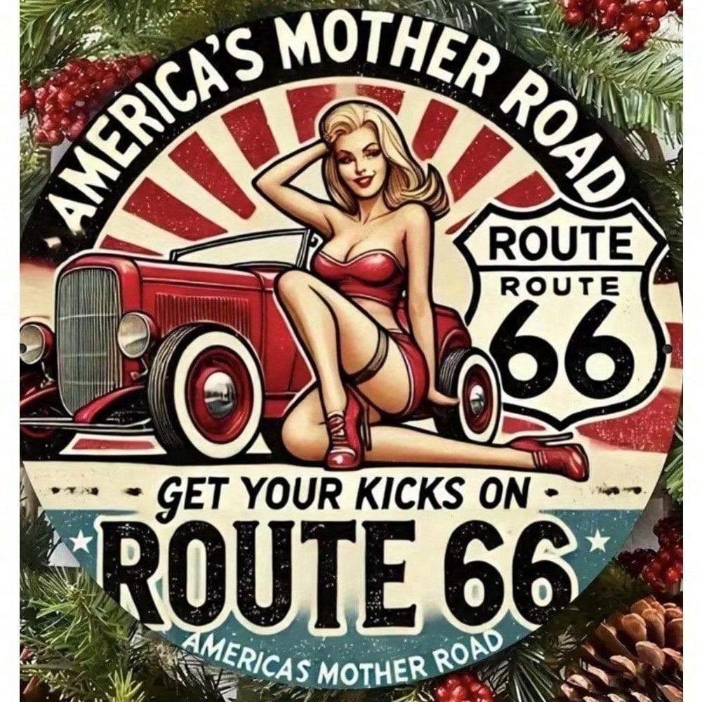 CIFbuy Retro Route 66 ป้ายดีบุกโลหะ Vintage Wall Art สําหรับโรงรถบาร์