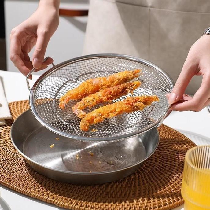 VERNO จานรองน้ำมันสแตนเลส แบบกลม 2 ชั้น ใช้ทอด อบ สเต็ก