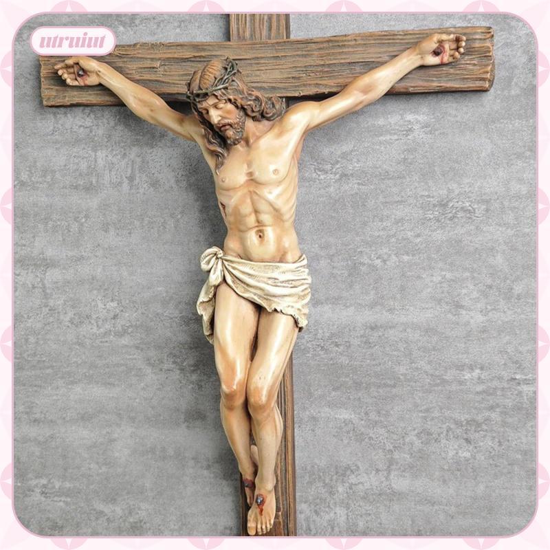 [utruiut] Crucifix Wall Cross Jesus Christ Wall Cross สําหรับห้องนอนห้องนั่งเล่นโรงแรม