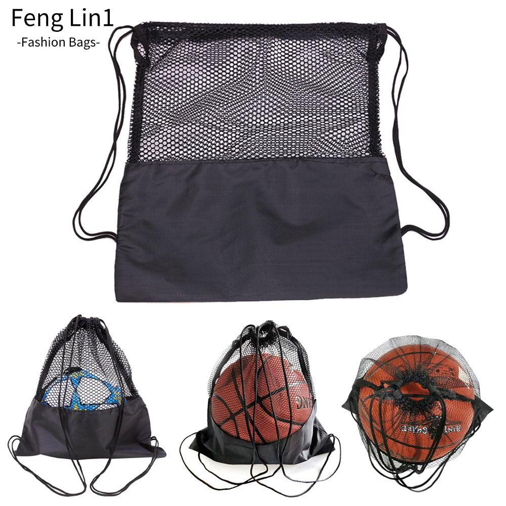 FLIN Ball Storage Backpack, Black Basketball Cover Mesh Bag, Basketball Carry Bag Portable Basketbal
