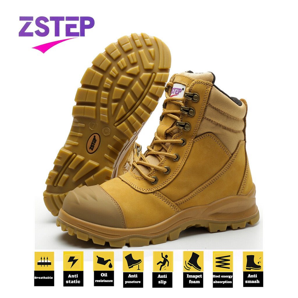 ZSTEP Grade A Nubuck Leather Steel Toe TPU Outsole Safety Boots